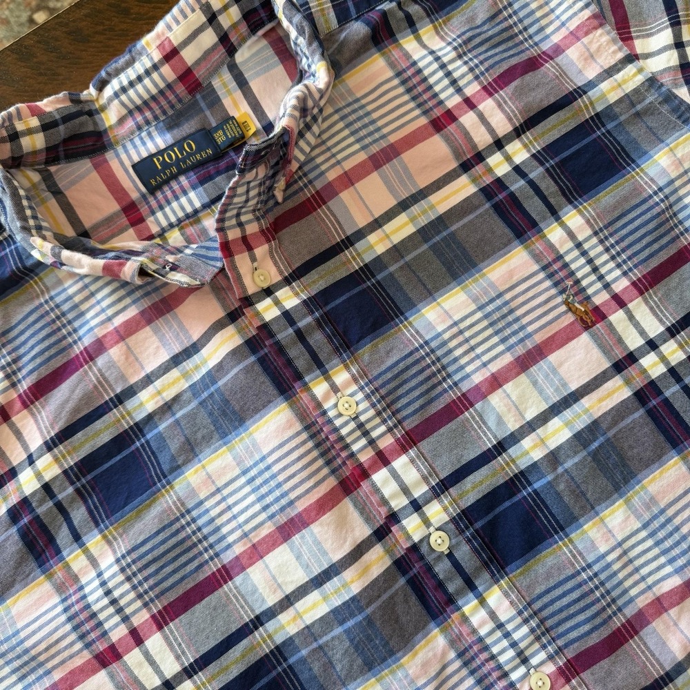Polo Ralph Lauren Shirt Mens 3XB Multicolor Plaid Long Sleeve Button Down Casual